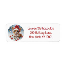 Étiquette Chien de Noël Chihuahua Père Noël