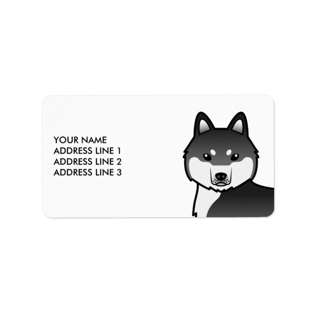 Étiquette Chien et texte personnalisé Sibérien noir et blanc (Devant)
