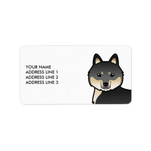 Étiquette Chien Husky Sibérien noir et feu & Texte personnal