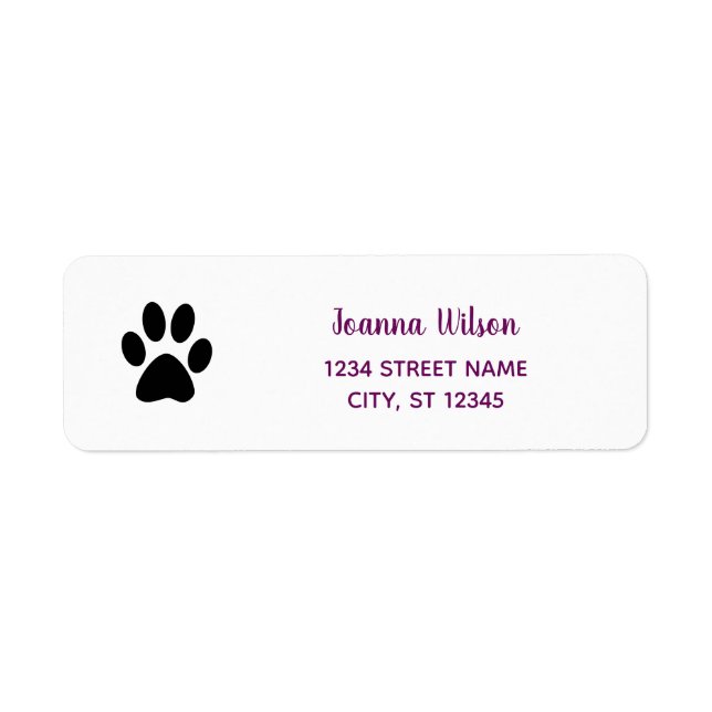 Étiquette Chien Paw Personnaliser l'étiquette d'adresse de r (Devant)
