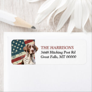Étiquette Chien Pointer Allemand à Poil Court Drapeau USA Gr