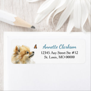Étiquette Chien Pomeranian Rouge Papillon Merveille Adresse