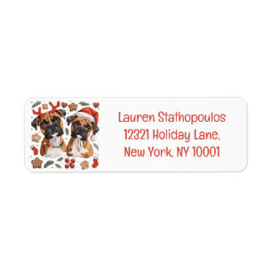 Étiquette Chiens en boîte de Noël