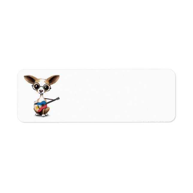 Étiquette Chihuahua Chiot Jouant à la guitare philippine du  (Devant)