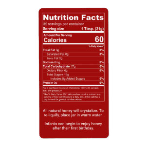Étiquette Chimel rouge foncé - valeur nutritive + avertissem