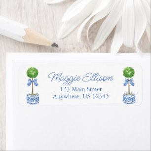 Étiquette Chinoiserie Watercolor Bow Topior Adresse de retou