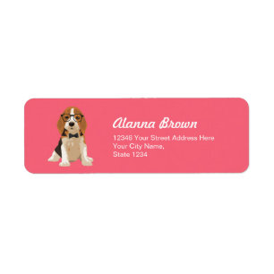 Étiquette Chiot mignon de beagle de hippie pour des amoureux