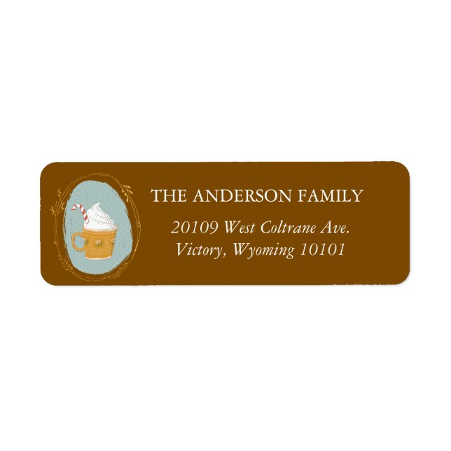 Étiquette Chocolat chaud de Noël aquarelle (Devant)