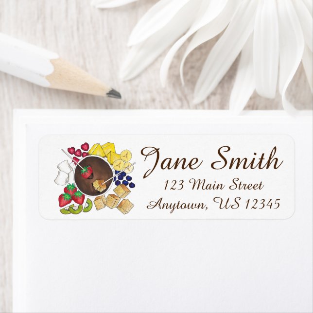 Étiquette Chocolat Fondue Fruit Marshmallow Chocoholic Alime (En situation)