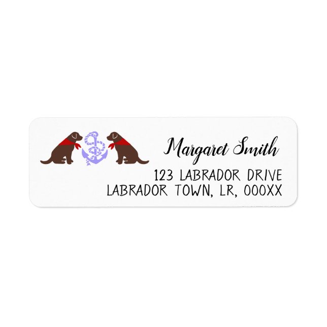 Étiquette Chocolat Labrador assis Nautique Adresse de retour (Devant)
