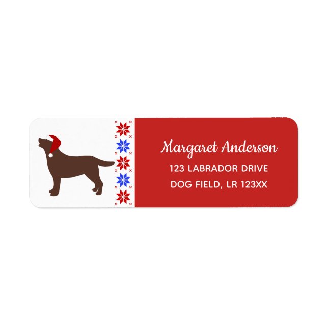 Étiquette Chocolat Labrador Silhouette Père Noël Rouge Noël (Devant)