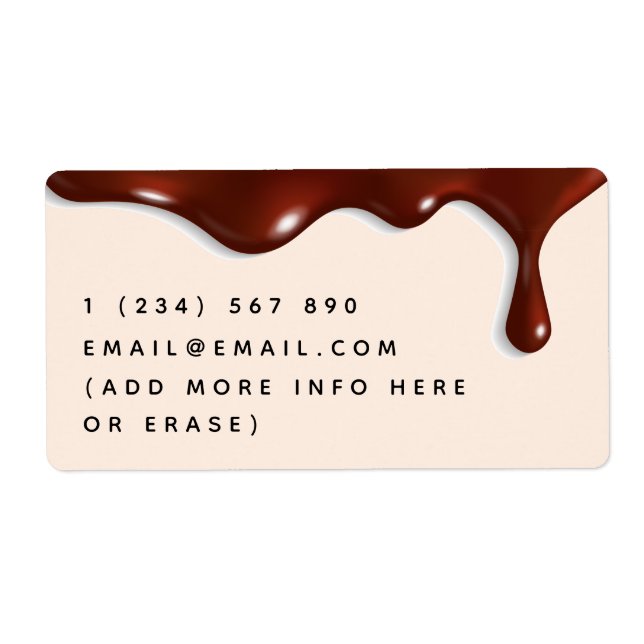 Étiquette Chocolatier à goutte de chocolat Informations pers (Devant)