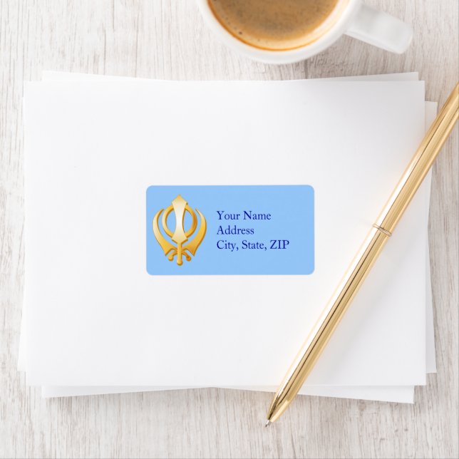 Étiquette Choisissez votre symbole Sikh couleur Arrière - pl (En situation)