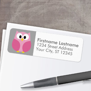 Étiquette Chouette de dessin mignonne - Nom personnalisé ros