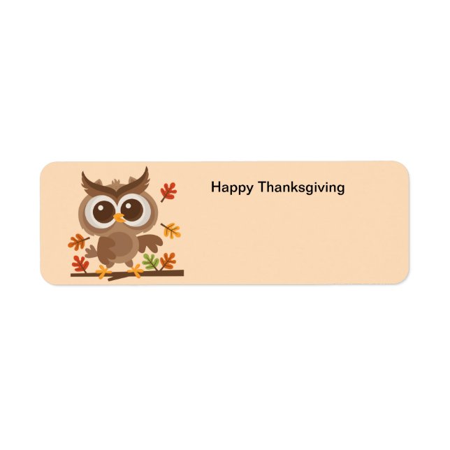 Étiquette Chouette du jour du bon thanksgiving (Devant)