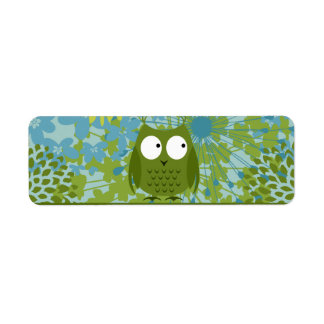 Étiquette Chouette mignonne sur ruban cardiaque avec motif f