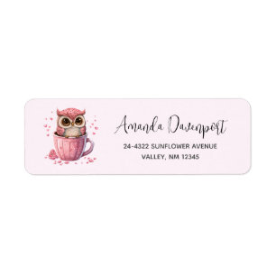 Étiquette Chouette rose mignonne en coupe