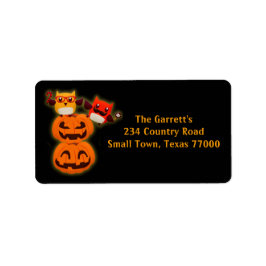 Étiquette Chouettes Citrouilles d'Halloween mignonnes Adress