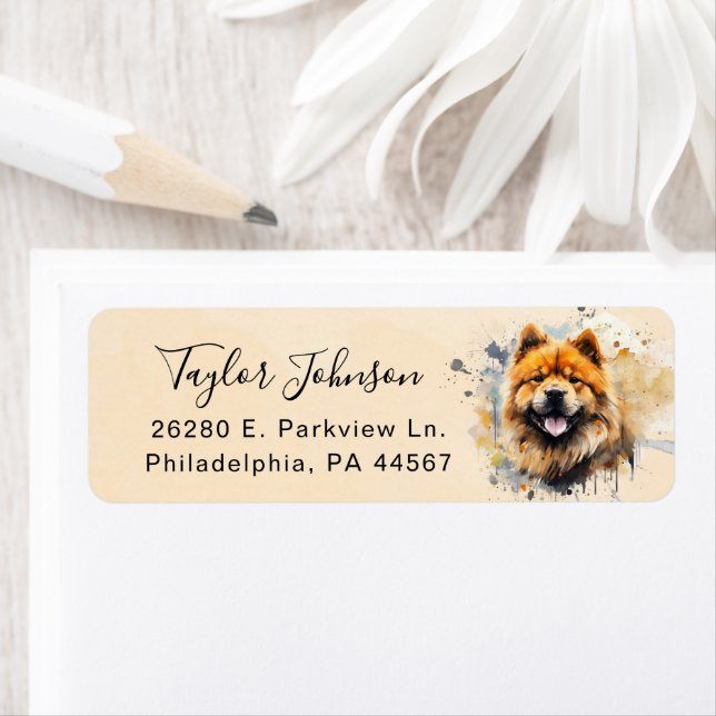 Étiquette Chow Chow Adresse de retour (En situation)