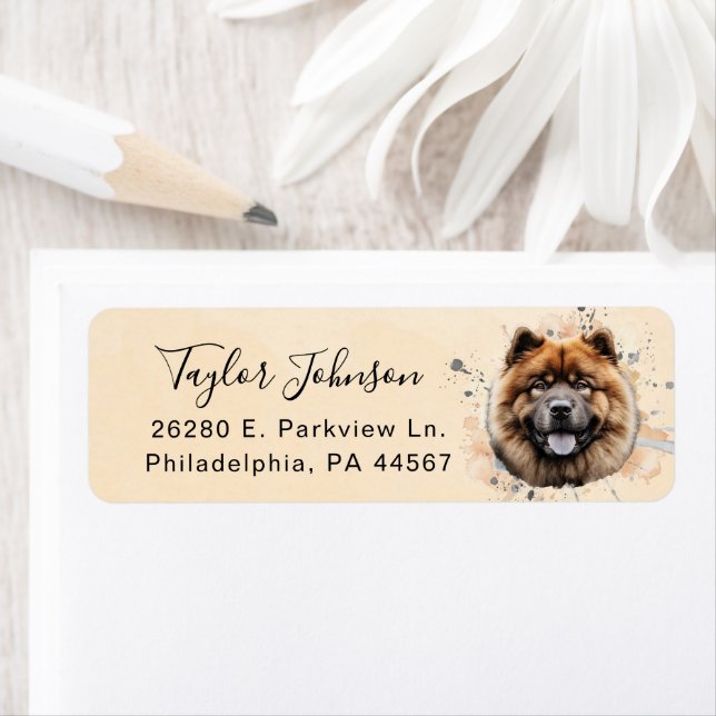Étiquette Chow Chow Adresse de retour (En situation)