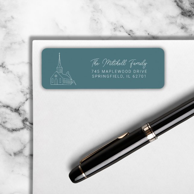 Étiquette Christian Church Line Art minimal Style Vert (Créateur téléchargé)