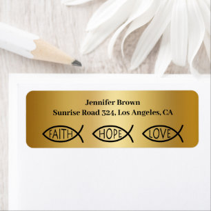 Étiquette Christian Fish   Faith Hope Love