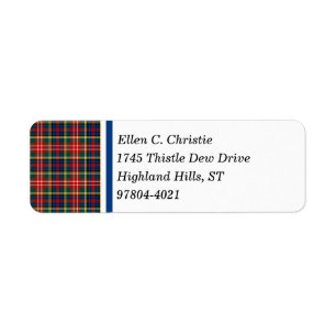 Étiquette Christie Clan Tartan écossais de couleur vive