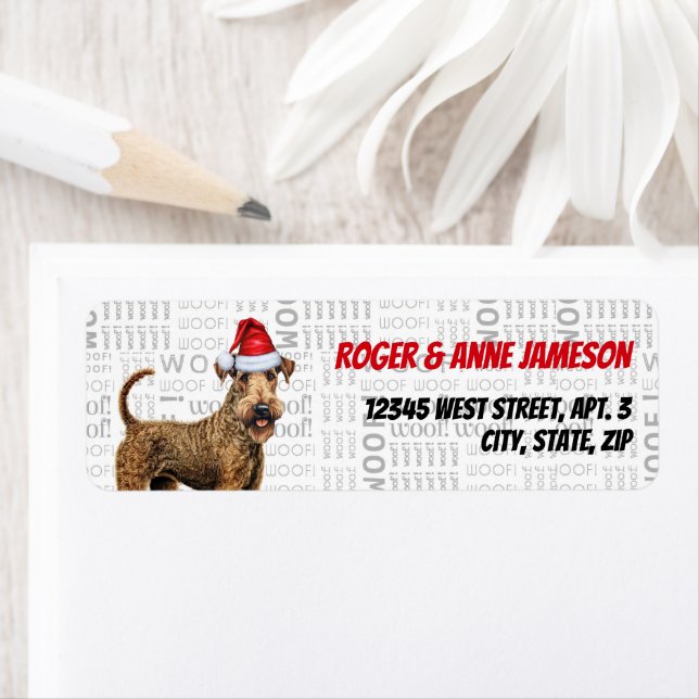 Étiquette Christmas Airedale Terrier Dog Adresse de vacances (En situation)