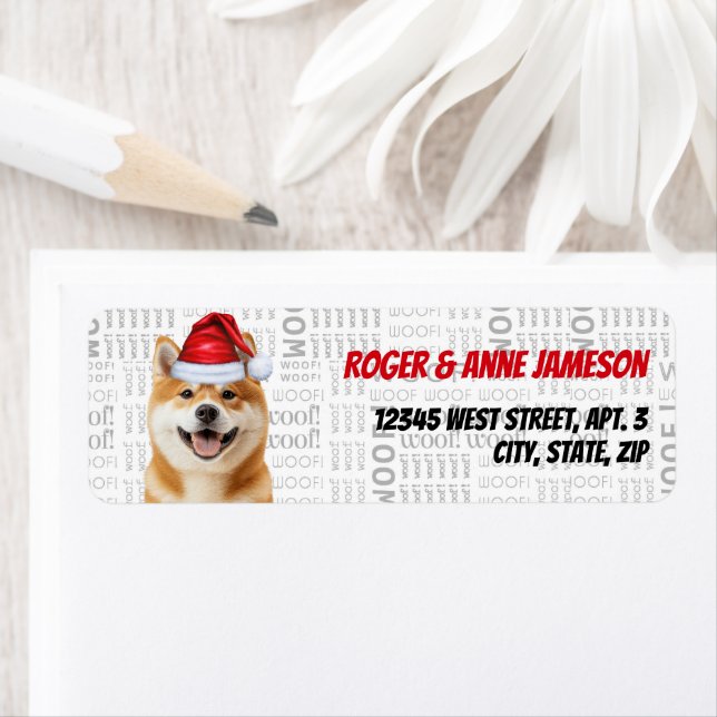 Étiquette Christmas Akita Dog Holiday Address (En situation)