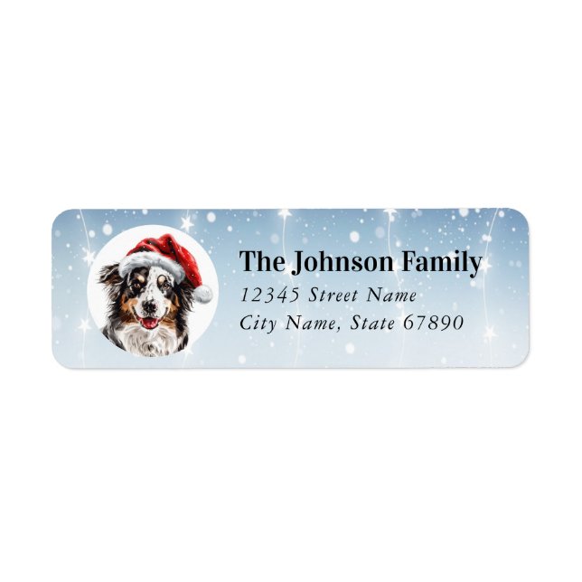 Étiquette Christmas Australian Shepard Retourner l'adresse É (Devant)