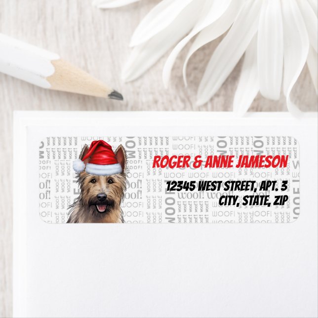 Étiquette Christmas Berger Picard Dog Adresse de vacances (En situation)