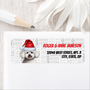 Étiquette Christmas Bichon Frise Dog Adresse de vacances
