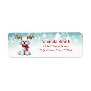 Étiquette Christmas Bichon Frise Retourner l'adresse Étiquet