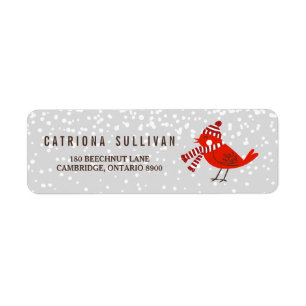 Étiquette Christmas Bird Floral Holiday Adresse de retour La