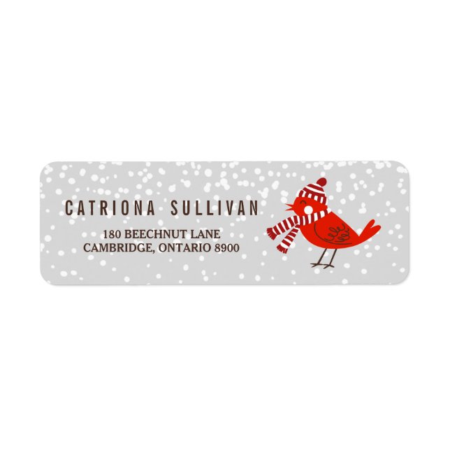 Étiquette Christmas Bird Floral Holiday Adresse de retour La (Devant)