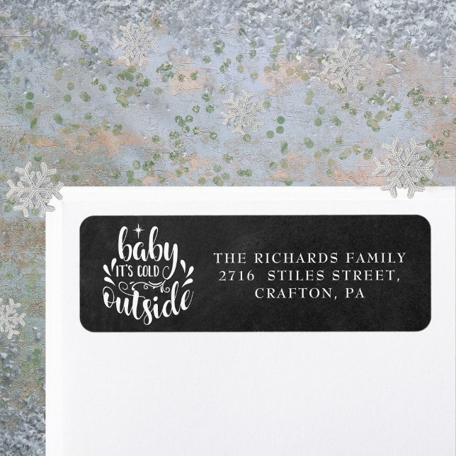 Étiquette Christmas Boho Chalkboard Adresse de retour (Christmas Boho Chalkboard Return Address Label)