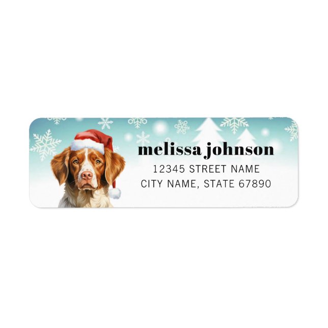 Étiquette Christmas Brittany Spaniel Retourner Adresse Étiqu (Devant)