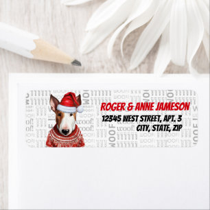Étiquette Christmas Bull Terrier Dog Adresse de vacances