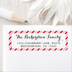 Étiquette Christmas Candy Cane Red Stripes Pattern Holiday