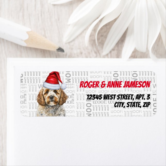 Étiquette Christmas Cockapoo Père Noël Dog Adresse de retour (En situation)