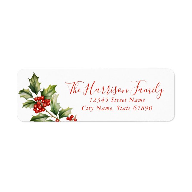 Étiquette Christmas Floral Return Address Labels (Devant)