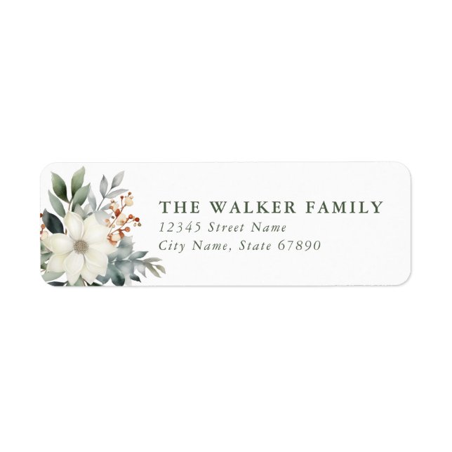 Étiquette Christmas Floral Return Address Labels (Devant)