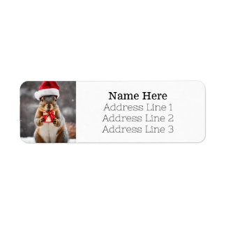 Étiquette Christmas Fox Squirel Santa Hat Adresse de retour