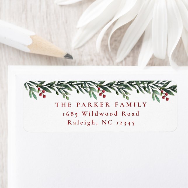Étiquette Christmas Garland Greenery Holiday Adresse de reto (En situation)