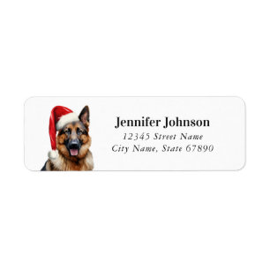 Étiquette Christmas German Shepherd Retourner l'adresse Étiq