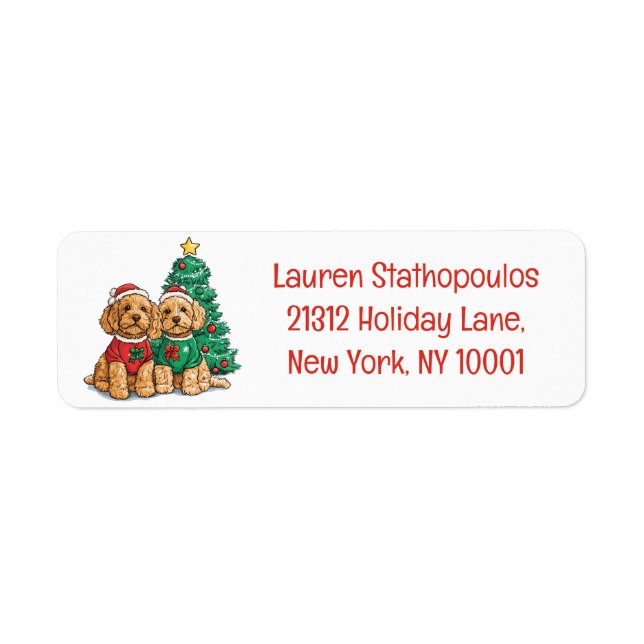 Étiquette Christmas Goldendoodle Dogs (Devant)