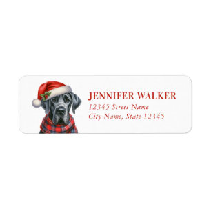 Étiquette Christmas Great Dane Chien Retourner l'adresse Éti