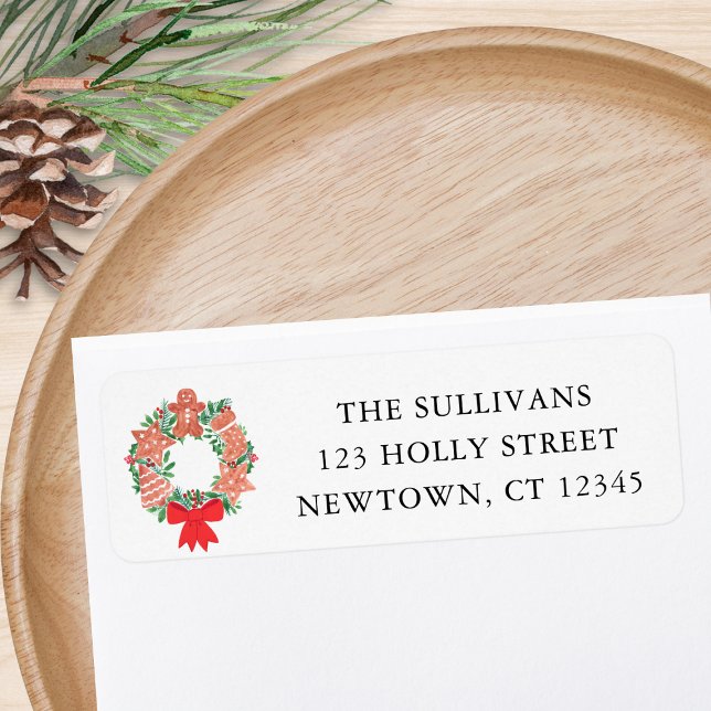 Étiquette Christmas Holiday Wreath Return Address  (Créateur téléchargé)