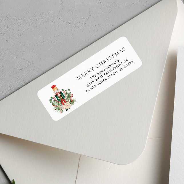 Étiquette Christmas Holidays Nutcracker Adresse de retour (Christmas Nutcracker Elegant Mailing Return Address Label)