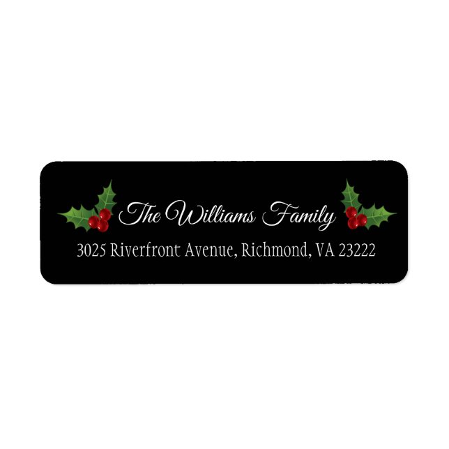 Étiquette Christmas Holly - COULEURS ÉDITABLES - Adresse de  (Devant)